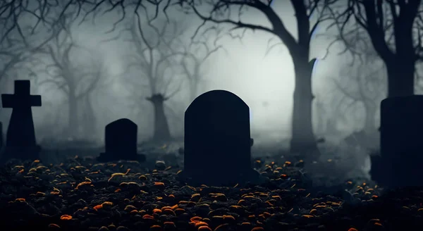 Graves Foggy Cemetery High Resolution — Stock Photo, Image