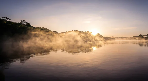 Amazing Amazon River Mist Sunrise — Stock Photo, Image