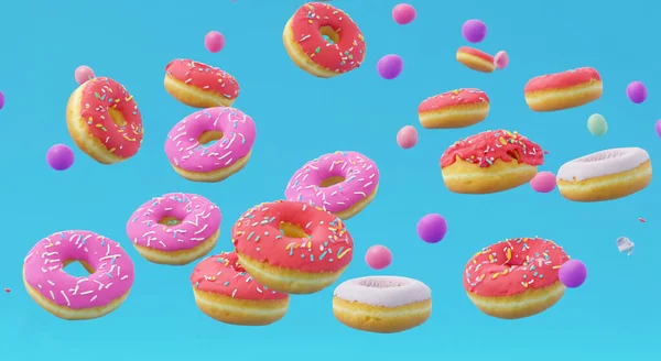 漂亮的3D甜甜圈 高分辨率细节和高清晰度Hd — 图库照片