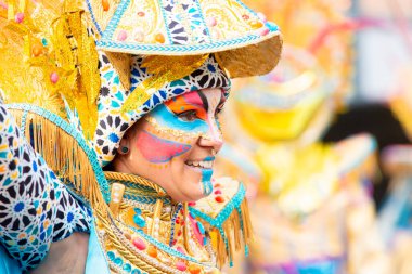 Badajoz, Spain, sunday. February 19 2023. Parade through the streets of Badajoz, group called Los mismos