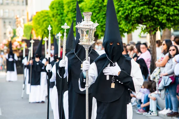 西班牙巴达荷兹 星期五 2023年4月15日Badajoz圣周游行的Nazarenos — 图库照片