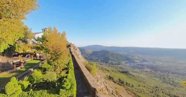 Πανοραμική Θέα Από Κάστρο Της Μεσαιωνικής Πόλης Του Marvao Πορτογαλία — Αρχείο Βίντεο