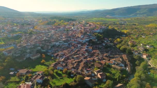 Drone Vista Cidade Hervas Cáceres Extremadura Espanha — Vídeo de Stock