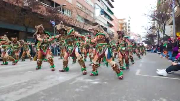 Badajoz Hiszpania Niedziela Lutego 2024 Parada Karnawałowa Ulicami Badajoz — Wideo stockowe
