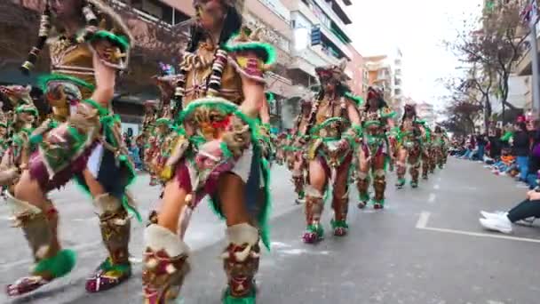 Badajoz Španělsko Neděle Února2024 Karneval Průvod Ulicemi Badajoz — Stock video