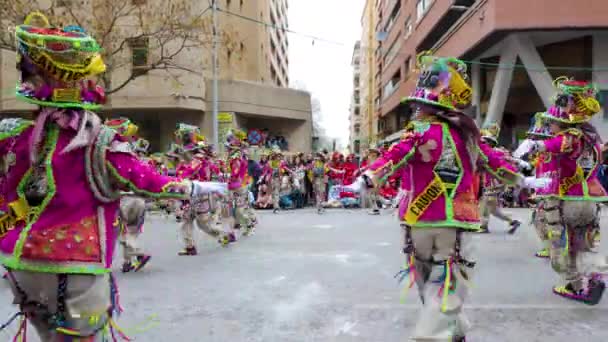 Badajoz Spanien Sonntag Februar 2024 Karnevalsumzug Durch Die Straßen Von — Stockvideo