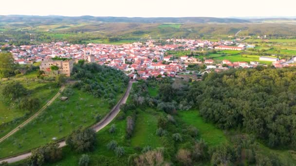 Flygfoto Över Codosera Extremadura Badajoz Spanien — Stockvideo