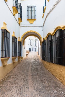 Typical street in the city of Ronda, Malaga, Andalusia, Spain. clipart