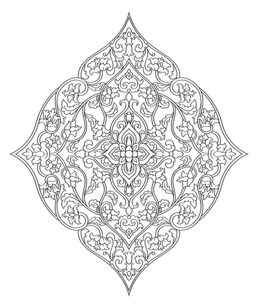 花的传统奖章 矢量黑白设计元素 纺织品和任何表面模板 — 图库矢量图片