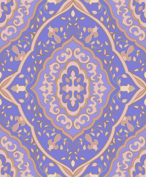Modrý Béžový Vzor Okrasnými Květy Tradiční Orientální Damaškové Pozadí Bezešvý — Stockový vektor