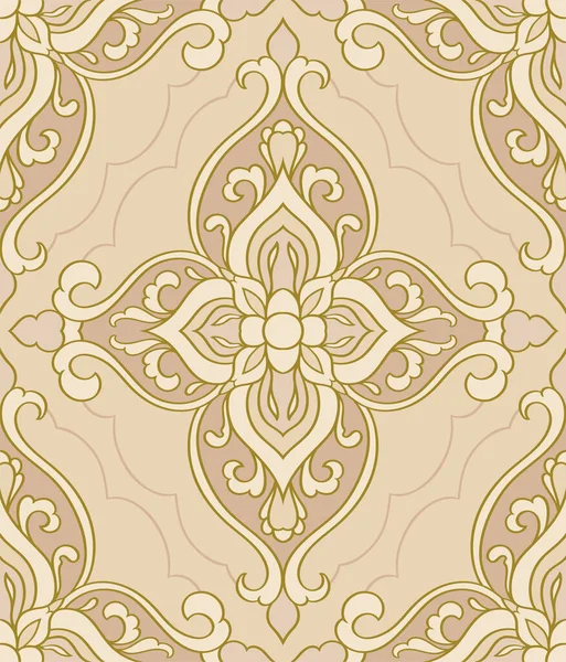 Nahtloses Damastmuster Beige Orientalische Ornamente Hintergrund Für Tapeten Textilien Teppiche — Stockvektor