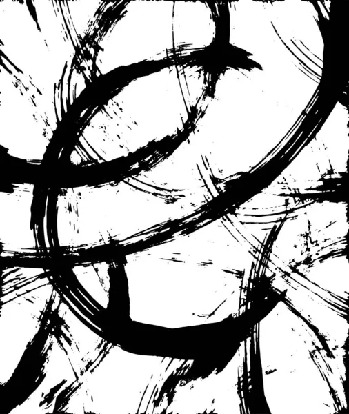 Черно Белый Фон Векторное Наложение Текстуры Ручной Рисунок Восточных Мазков — стоковый вектор