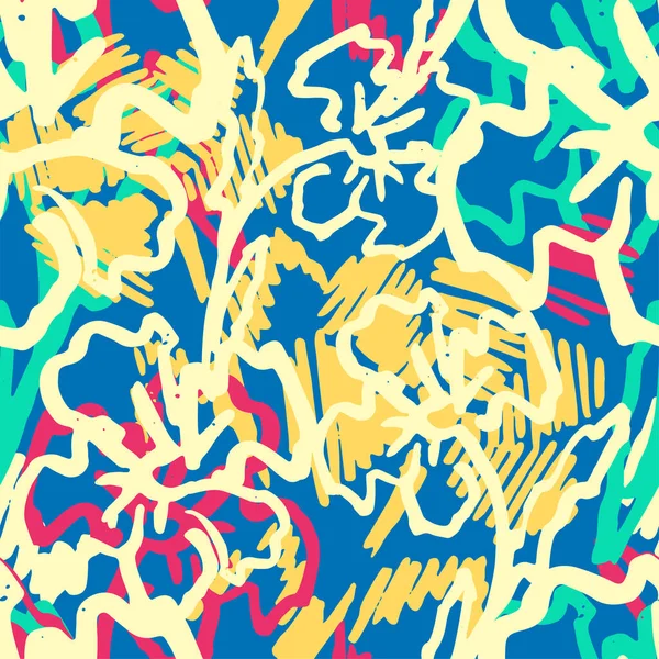 Бесшовный Векторный Цветочный Абстрактный Рисунок Красочный Фон Полевыми Цветами Яркий — стоковый вектор