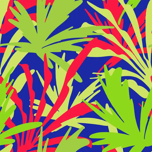 Naadloos Abstract Vector Bloemenpatroon Kleurrijke Achtergrond Met Tropische Bladeren Heldere — Stockvector