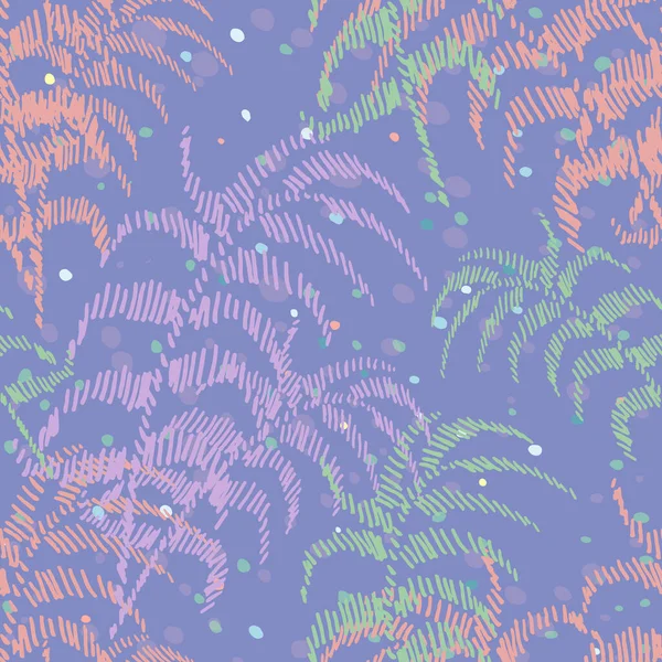 Ботанический Векторный Фон Эффектом Боке Тропический Фиолетовый Узор Пальмовыми Листьями — стоковый вектор