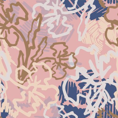 Kusursuz vektör soyut desenli kır çiçekleri. Tekstil, çarşaf, duvar kağıdı, halı ve herhangi bir yüzey için Pastel rengi yaz arkaplanı. 