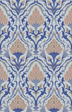 Doğulu çiçek deseni. Halı, tekstil ve herhangi bir yüzey için şablon. Kusursuz vektör süsü.