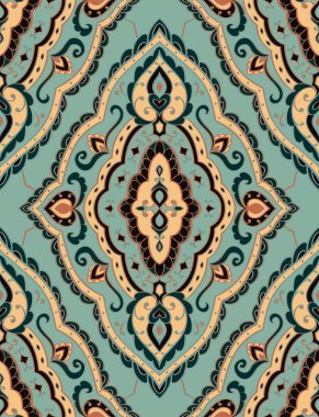 Kusursuz mavi geleneksel desen. Klasik soyut damaske süsü. Duvar kağıdı, tekstil, halı ve herhangi bir yüzey için arka plan. 