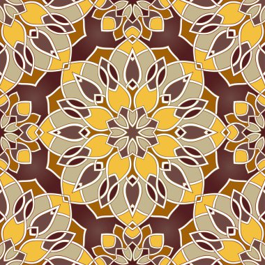 Mandalalarla soyut bir model. Kusursuz filigran süsü. Duvar kağıdı, tekstil, şal, halı için vektör şablonu.