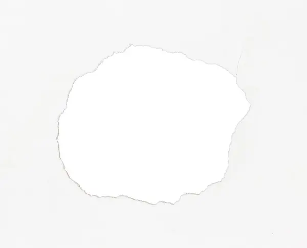 Díra Papíru Izolované Bílém Pozadí — Stock fotografie