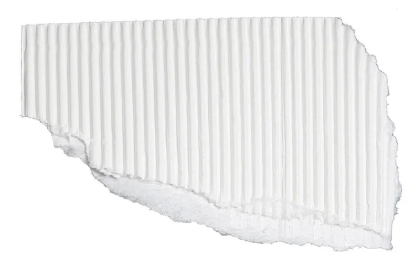 Piece White Corrugated Paper Isolated White Background — Stock Photo, Image