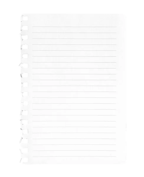 Carta Notebook Strisce Isolata Sfondo Bianco — Foto Stock