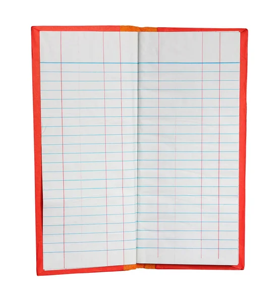 白い背景に隔離された縞が付いているノートの本 — ストック写真