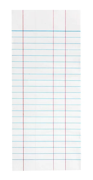 Carta Notebook Strisce Isolata Sfondo Bianco — Foto Stock