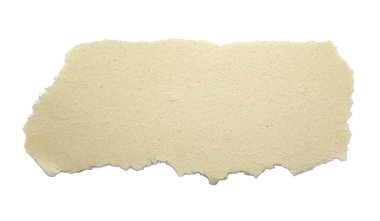 Beyaz arka planda izole edilmiş bir kağıt parçası parçalara ayrılır.