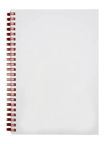 Papel Cuaderno Blanco Con Espina Anular Aislado Sobre Fondo Blanco —  Fotos de Stock