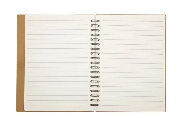 Papel Caderno Branco Com Espinha Anel Isolada Sobre Fundo Branco — Fotografia de Stock