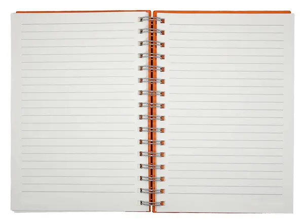 Hârtie Notebook Goală Coloană Vertebrală Izolată Fundal Alb — Fotografie, imagine de stoc