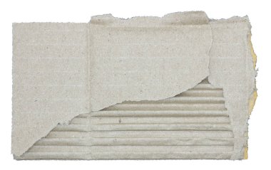 Parçalanmış kağıt parçaları beyaz arkaplanda izole edilmiş.