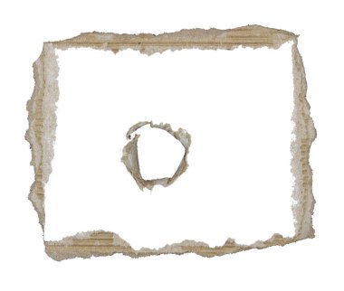 Beyaz arkaplanda izole edilmiş etiket olarak kullanılan parçalanmış kağıt parçaları