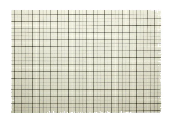 old a sheet of notebook paper with grid lines isolated on white background