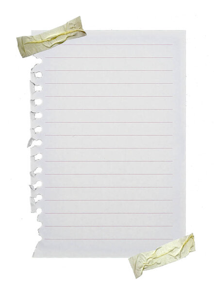 striped notebook paper isolated on white background 
