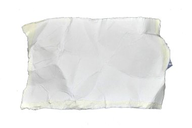 Beyaz arkaplanda izole edilmiş beyaz bir kağıt parçası