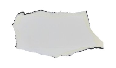 Yırtık siyah kenarlı beyaz kağıt beyaz arka planda izole