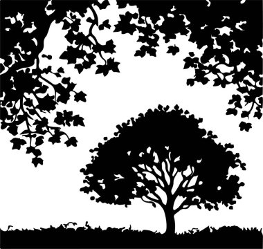 arkaplanda izole edilmiş ağaç vektörü illüstrasyonu