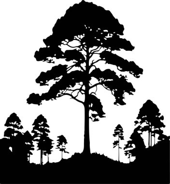 arkaplanda izole edilmiş ağaç vektörü illüstrasyonu