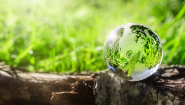 Çevre ve korunma, yenilenebilir enerji ve sürdürülebilir kalkınma konsepti üzerine cam küre