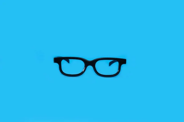 Óculos Sobre Fundo Azul Brilhante Foto Alta Qualidade — Fotografia de Stock