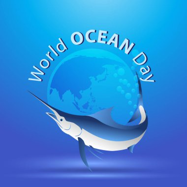Logo maskotu olarak kılıçbalığı olan dünya okyanusu günü