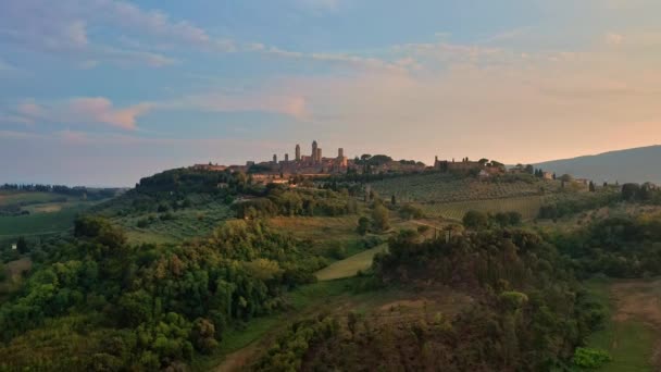 Vue Aérienne Sur Les Célèbres Tours San Gimignano Région Toscane — Video