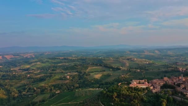 Vue Aérienne Panoramique Sur Les Célèbres Tours San Gimignano Région — Video