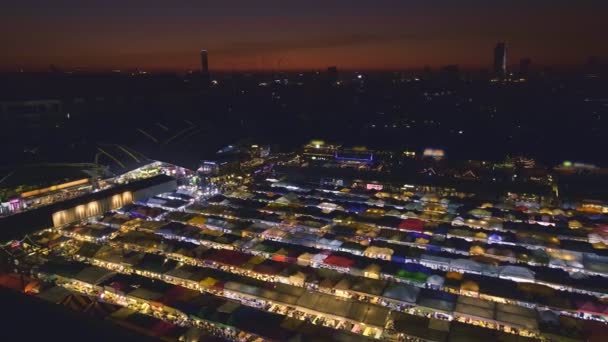 Над Красивым Закатом Горизонтом Бангкока Таиланд Красочным Ночным Рынком Азиатский — стоковое видео