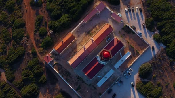 Vrchol Sestupující Vzdušné Sondy Záběr Majáku Cabo Espichel Nebo Mysu — Stock video