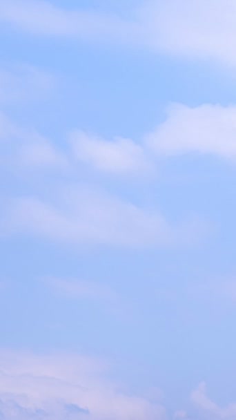 Vertikální Timelapse Krásné Modré Oblohy Světle Bílými Mraky Létání Perfektní — Stock video