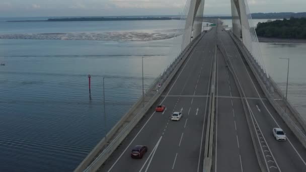 Drone View Longest Bridge Southeast Asia Known Sultan Haji Omar — Stock Video