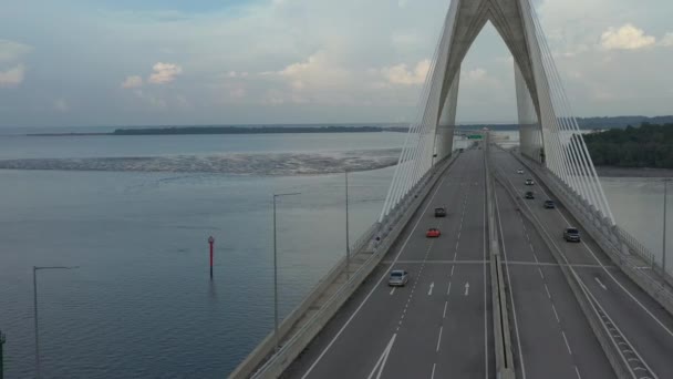 Вид Найдовший Міст Південно Східній Азії Відомий Міст Султана Хаджі — стокове відео